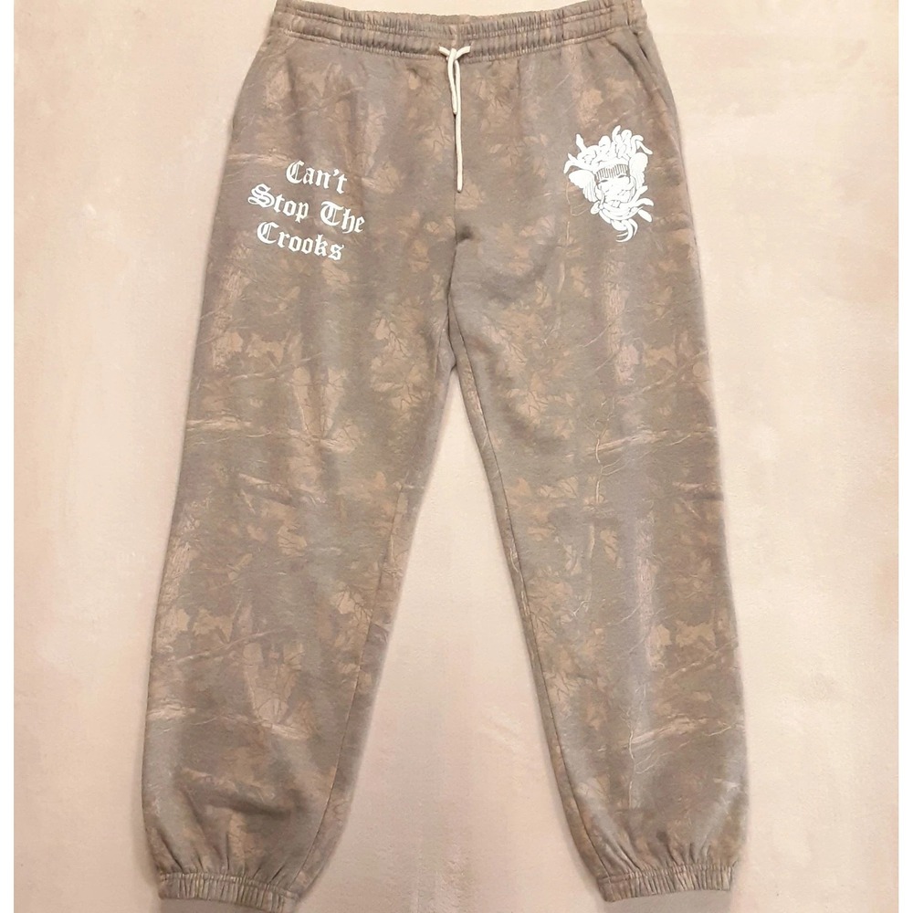 Crooks & Castles Mens Camo Jogger Pants 2XL Beige Medussa Cant Stop The Crooks